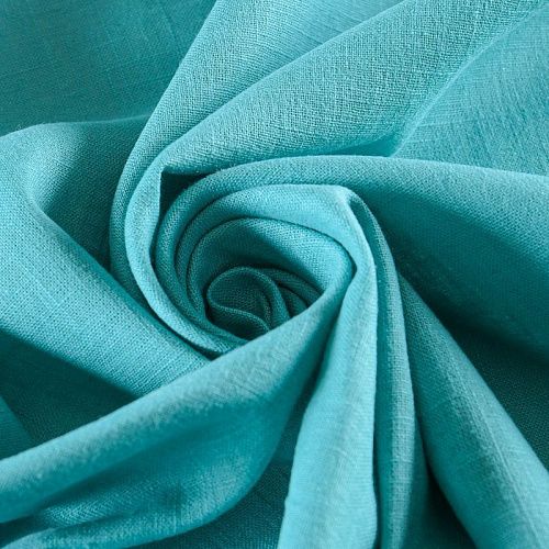 Лен натуральный 035-11727 бирюзовый однотонный