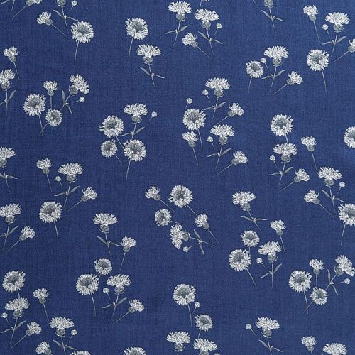 Штапель 069-08563 темно-синий принтованный