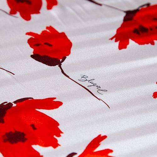 Шелк натуральный стрейч Blumarine 064-20071 молочный принтованный