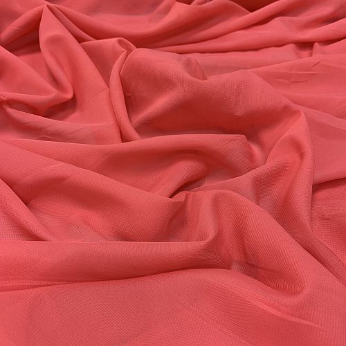 Шифон 068-10011 кораллово-розовый однотонный