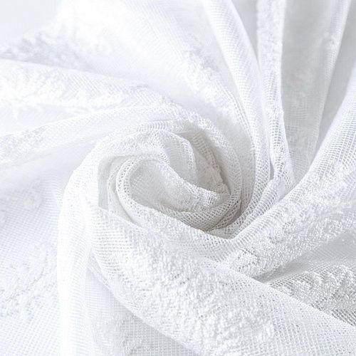 Тюль жаккардовый h-280 см Т272-01-48 белый однотонный