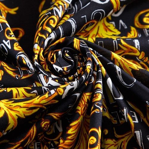 Трикотаж 056-12473 черный принтованный 