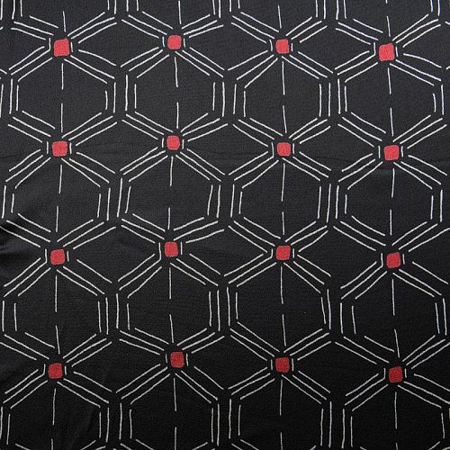 Креп-атлас 001-11922 черный принтованный