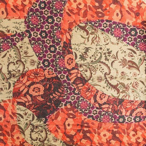 Шерсть плательная 066-02264 бежевый принтованный