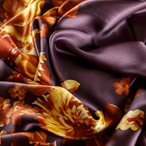 Шелк натуральный К30-240 сливовый принтованный