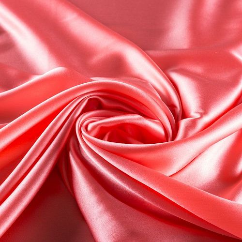 Шелк натуральный К15-1242 розово-коралловый однотонный