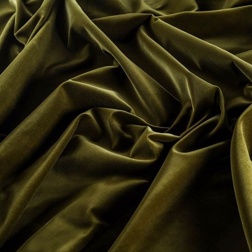 Бархат К32-379 зеленый хаки однотонный