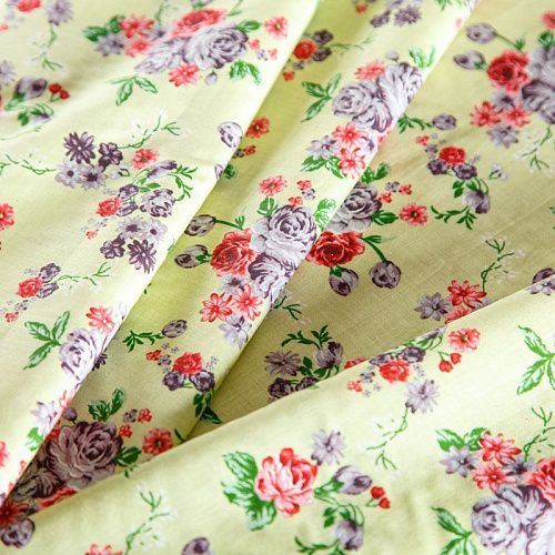 Хлопок 063-02052 лаймовый крем принтованный