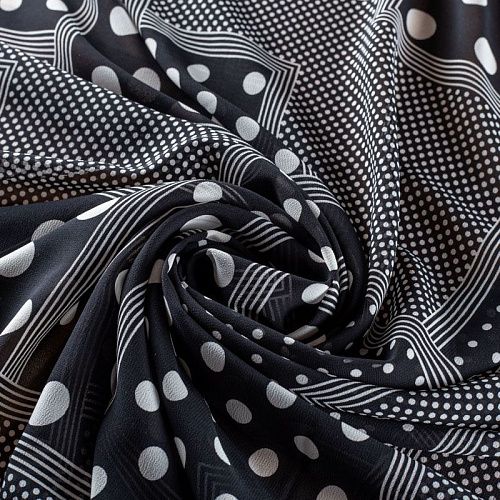 Креп-шифон 027-01417 черный принтованный