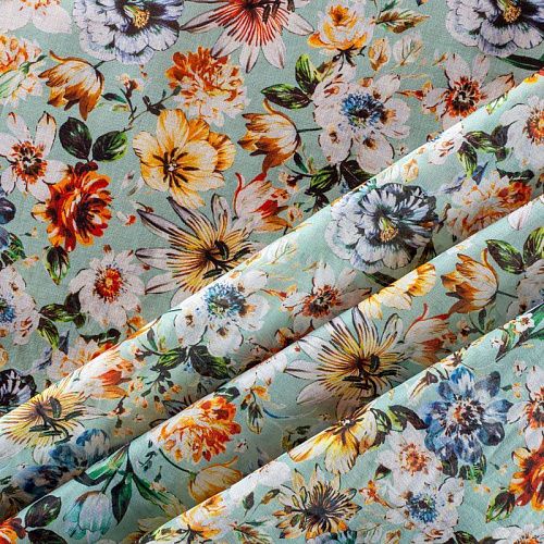 Батист 003-00868 мятный принтованный