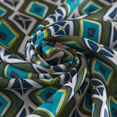 Штапель 069-16621 зеленый принтованный