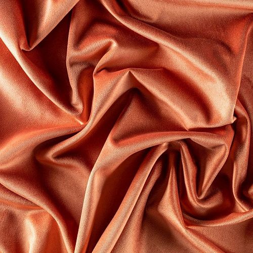 Ткань портьерная бархат 529-02-156 жженый апельсин однотонный